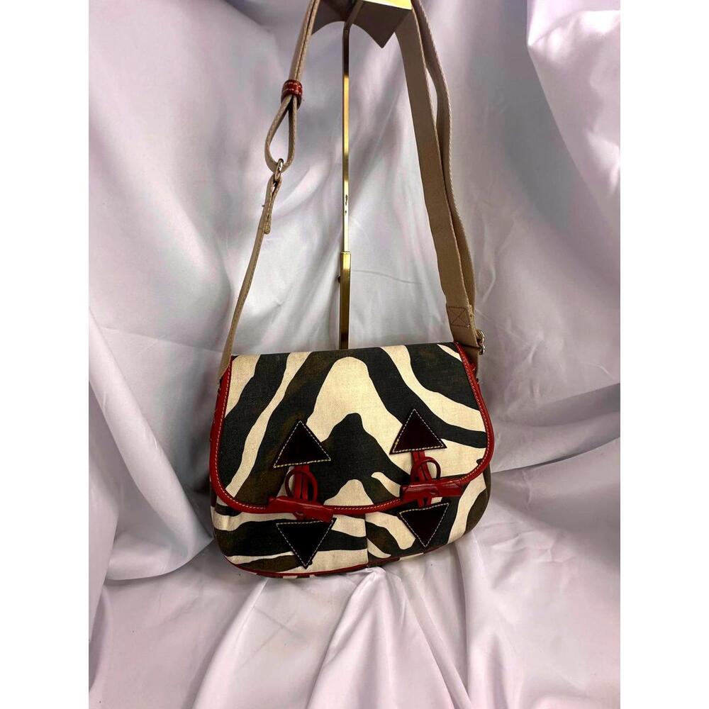 Dooney & Bourke Zebra Print Canvas Crossbody Messenger Bag, EUC